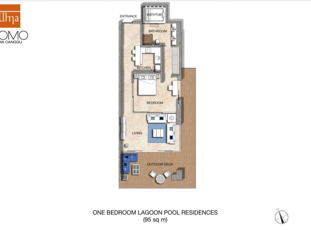 One Bedroom Lagoon Pool Residence - Floorplan