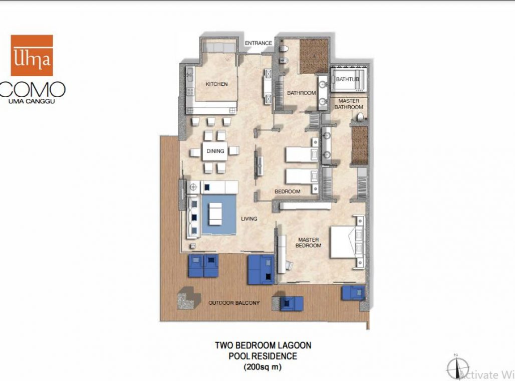 Two Bedroom Lagoon Pool Residence - Floorplan