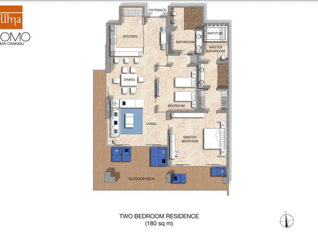 Two Bedroom Seaview Residence - Floorplan